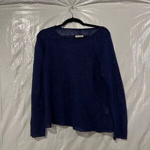 Eileen Fisher Blue Knit Linen Sweater Size Small Petite